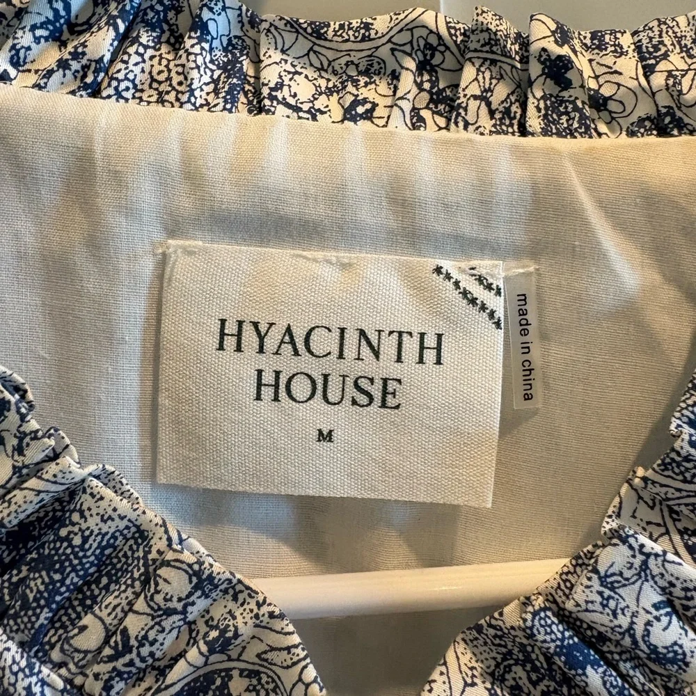 Tuckernuck Hyacinth House Chic Blue and White Lace Long Sleeve Dress M - Picture 3 of 4